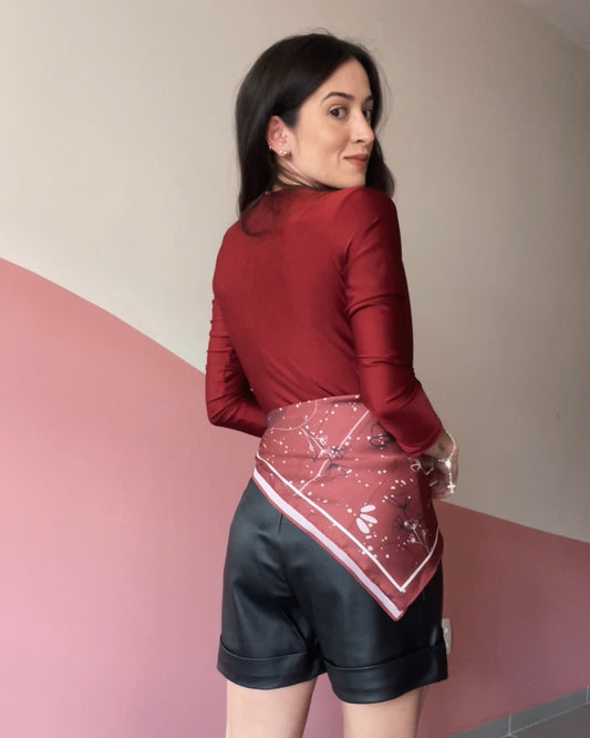 Body Transpassado Mangas Longas Fabrícia Bordô