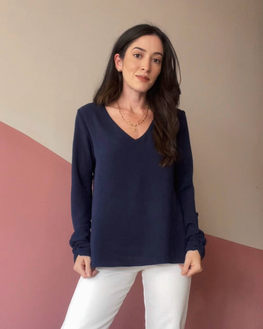 Blusa ML Arabesque Marinho