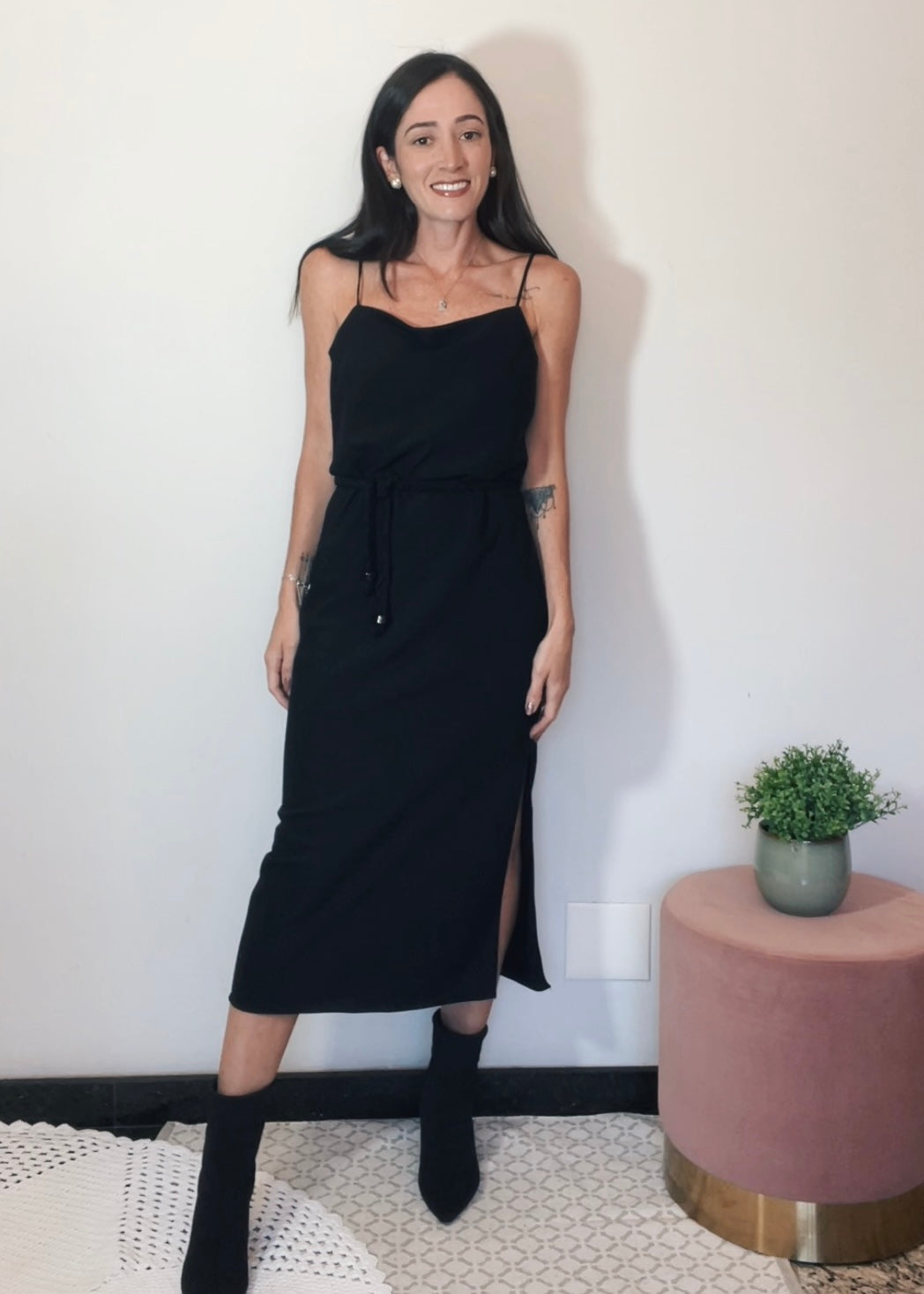 Vestido Midi Degagê Kate Preto
