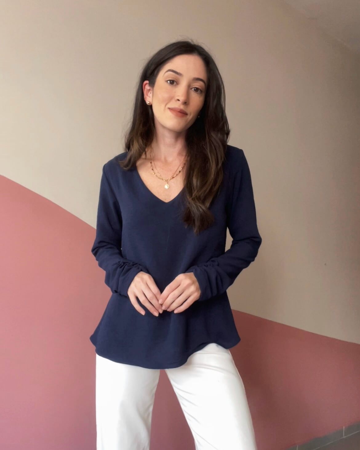 Blusa ML Arabesque Marinho