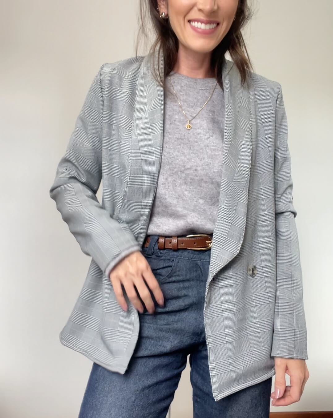 Blusa Mangas Longas Nuvem Cinza Mescla