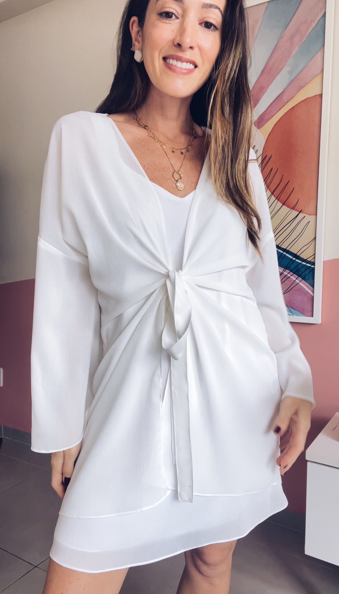 Quimono Texturizado com Amarração Jane Off White