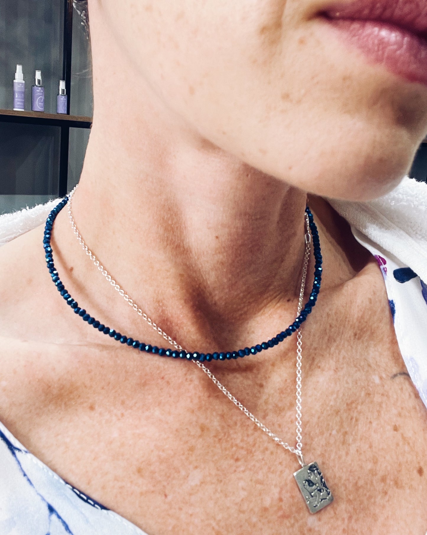 Choker Celine Cristais Azul Safira