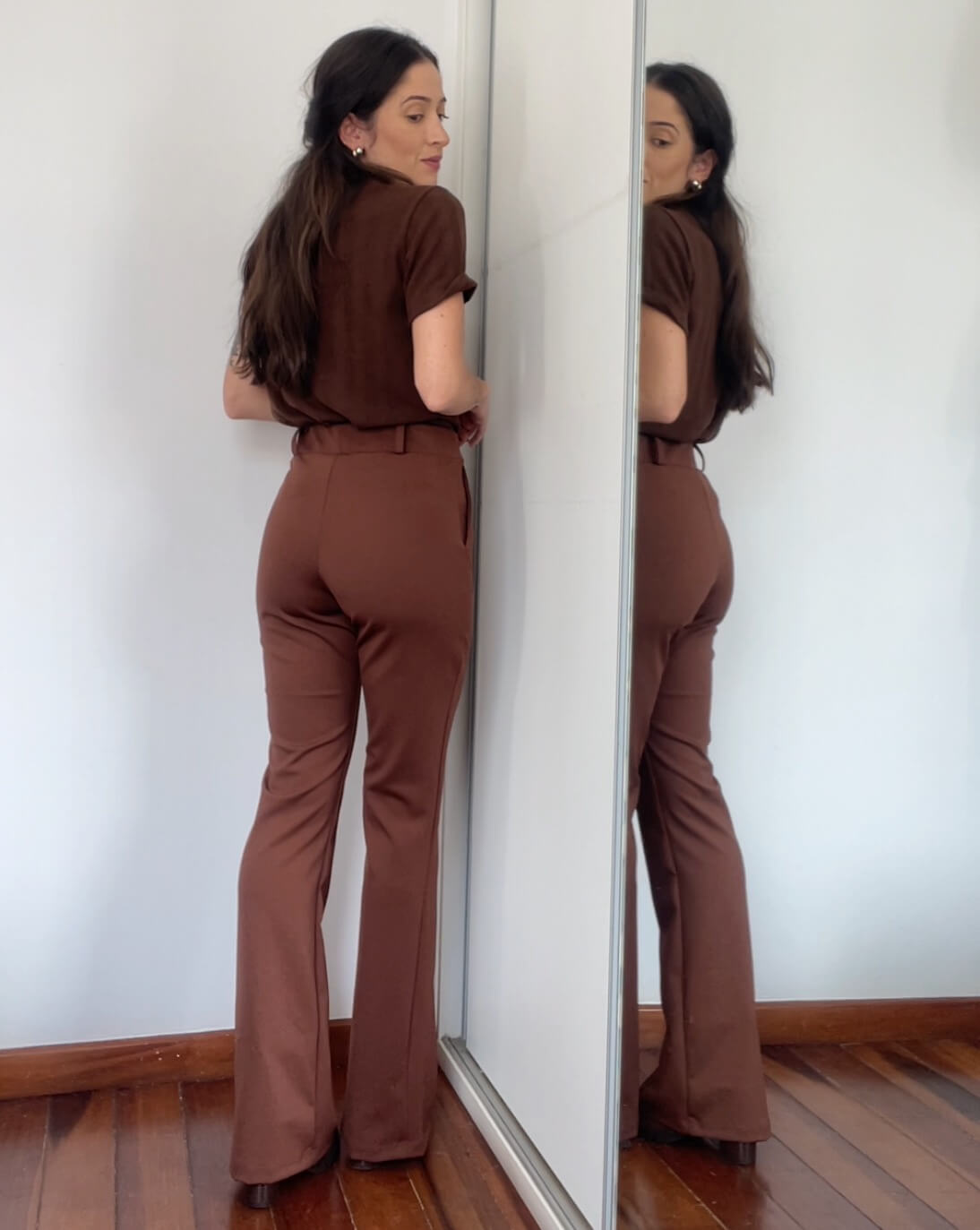 Calça Malha Recorte Patti Marrom