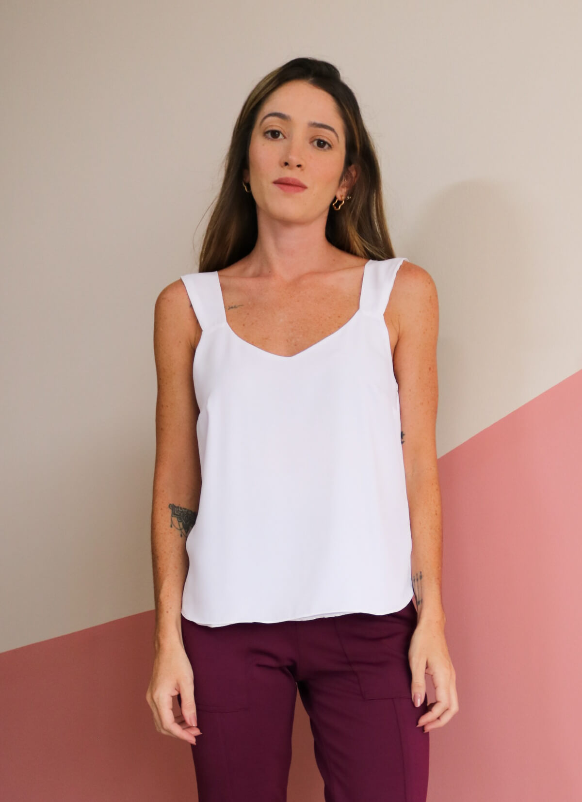 Blusa Alças Crepe Olívia Branca