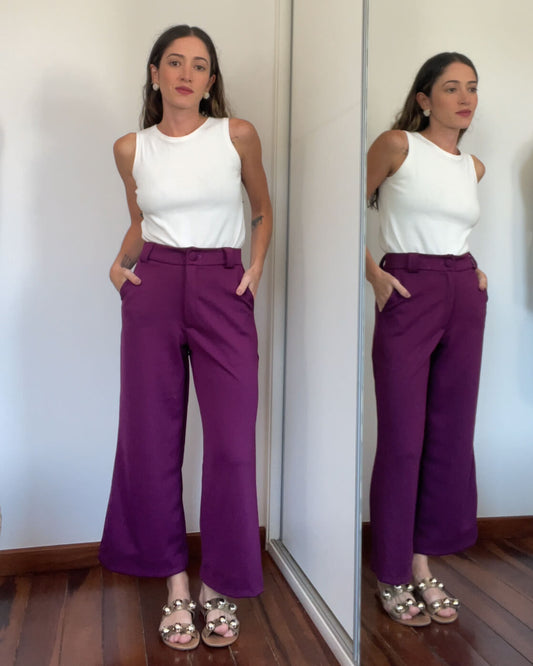 Calça Pantacourt Alice Roxo Uva