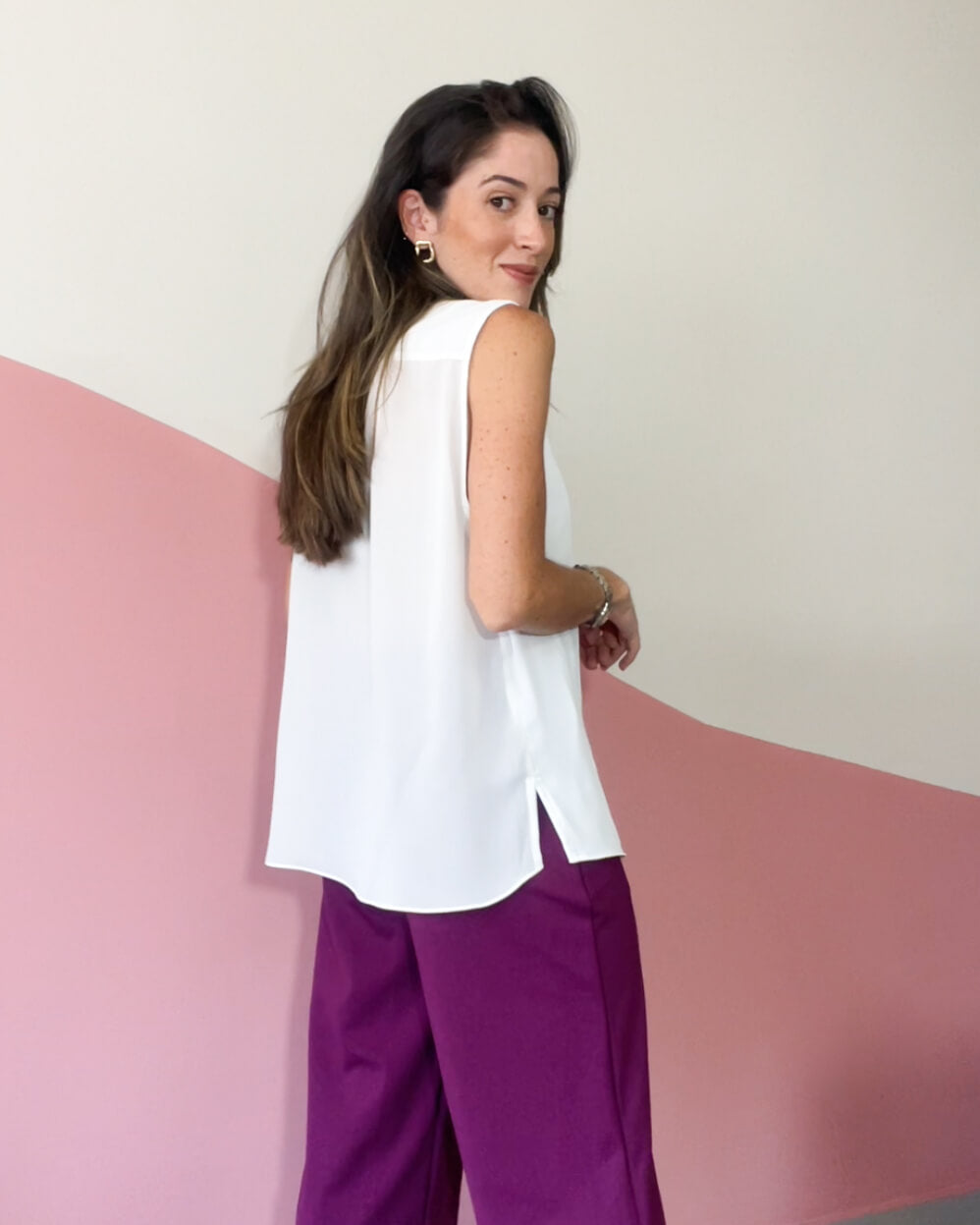 Blusa Regata Texturizada Decote Laço Valéria Off White