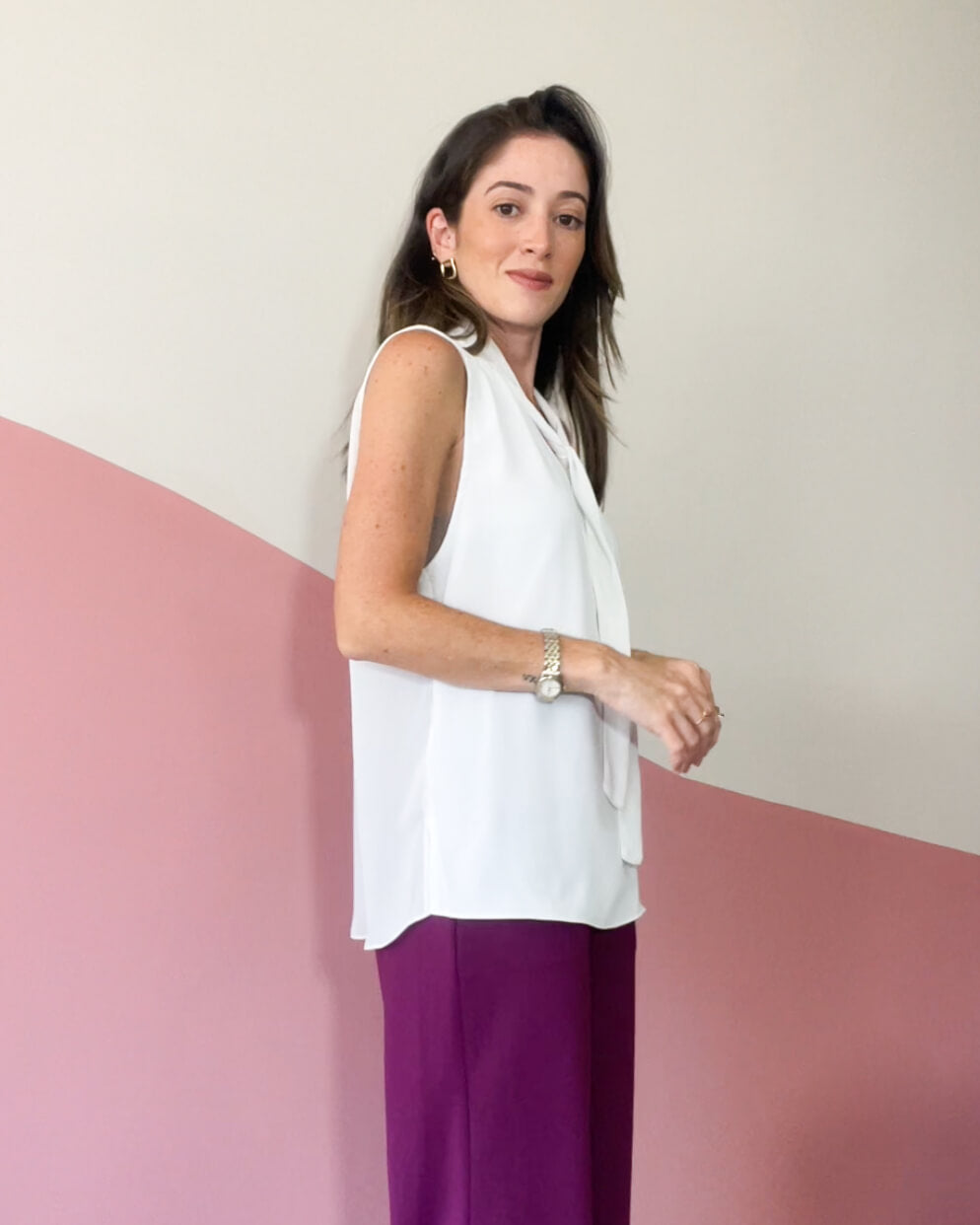 Blusa Regata Texturizada Decote Laço Valéria Off White