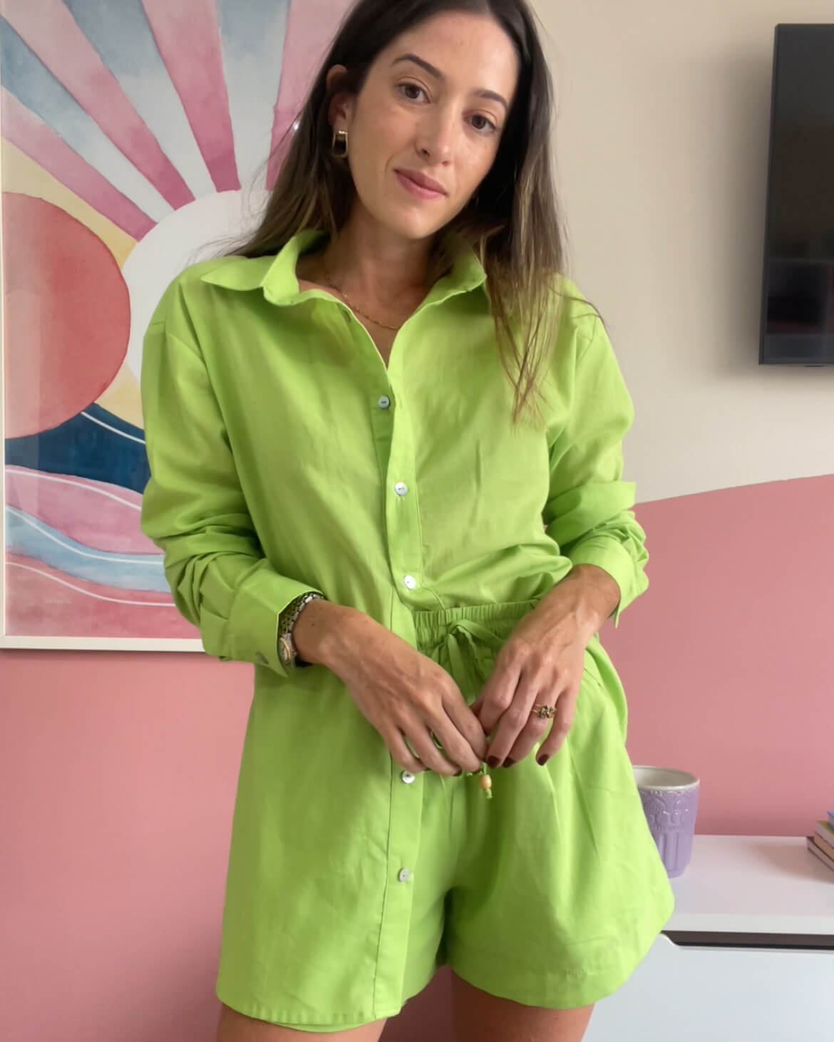 Camisa Manga Longa Tricoline Verde Siciliano