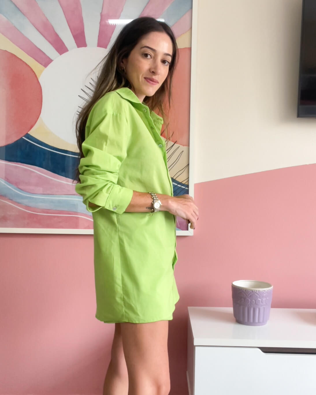 Camisa Manga Longa Tricoline Verde Siciliano