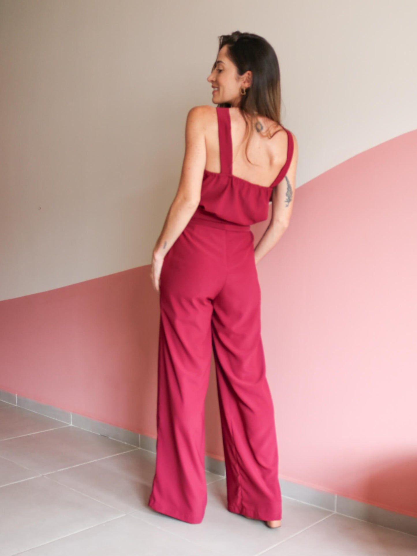 Calça Pantalona Minimalista Luci Bordô