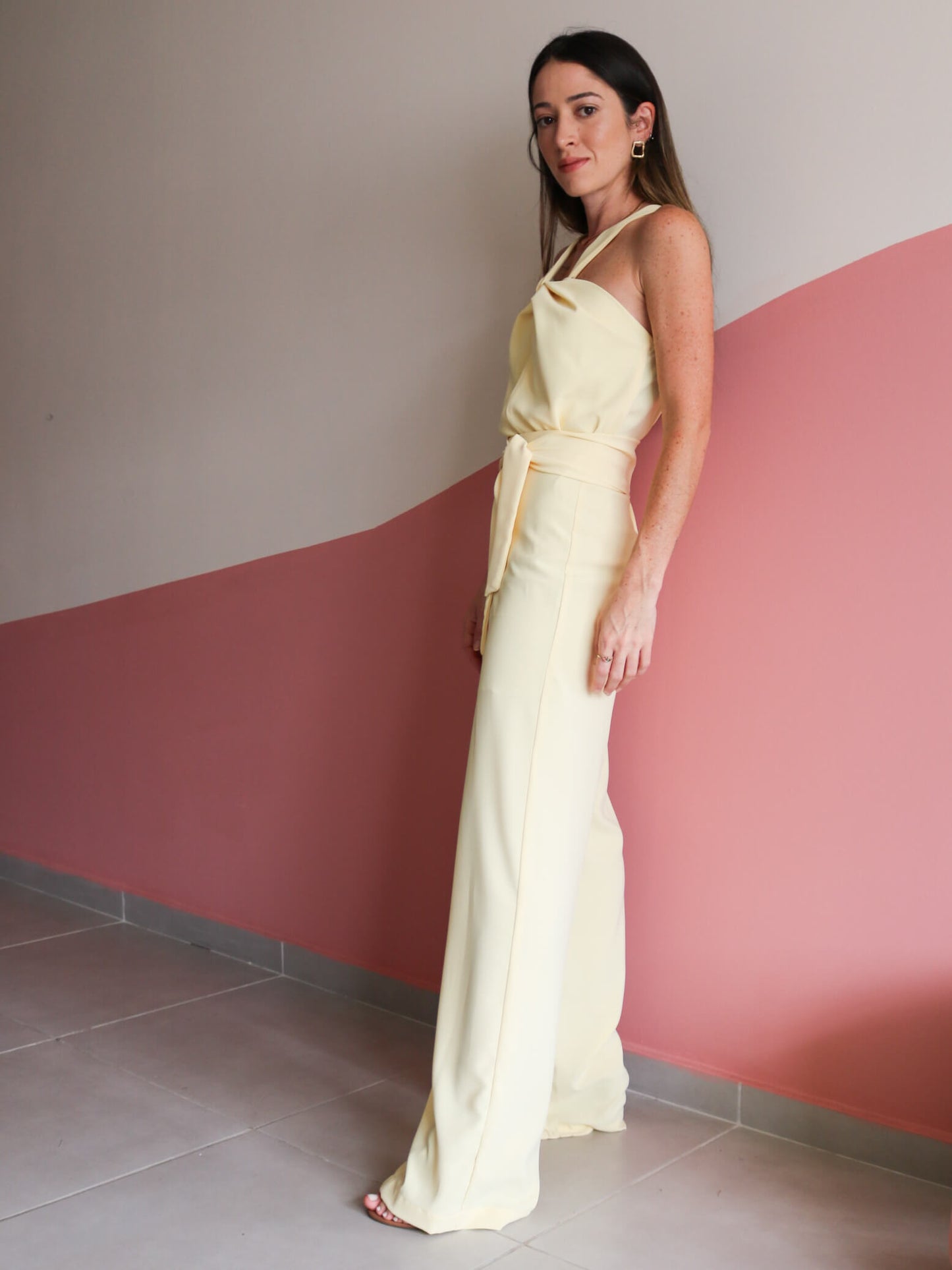Calça Pantalona Minimalista Luci Amarelo Manteiga