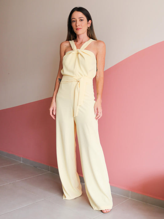 Calça Pantalona Minimalista Luci Amarelo Manteiga