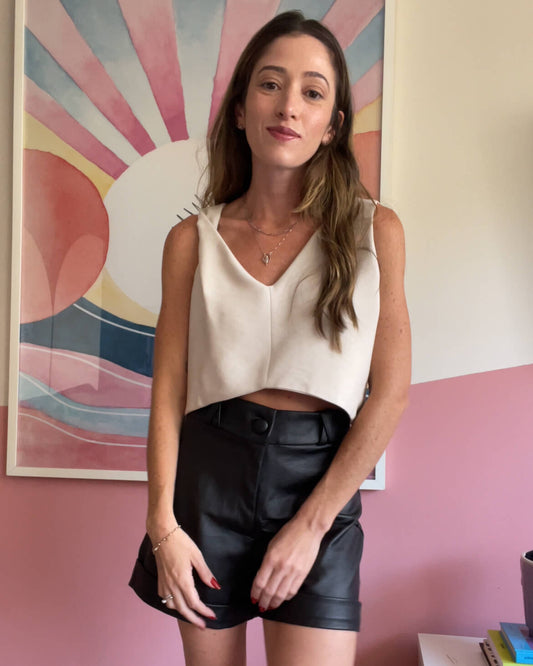 Blusa alça torcida Catarina Bege Andiroba