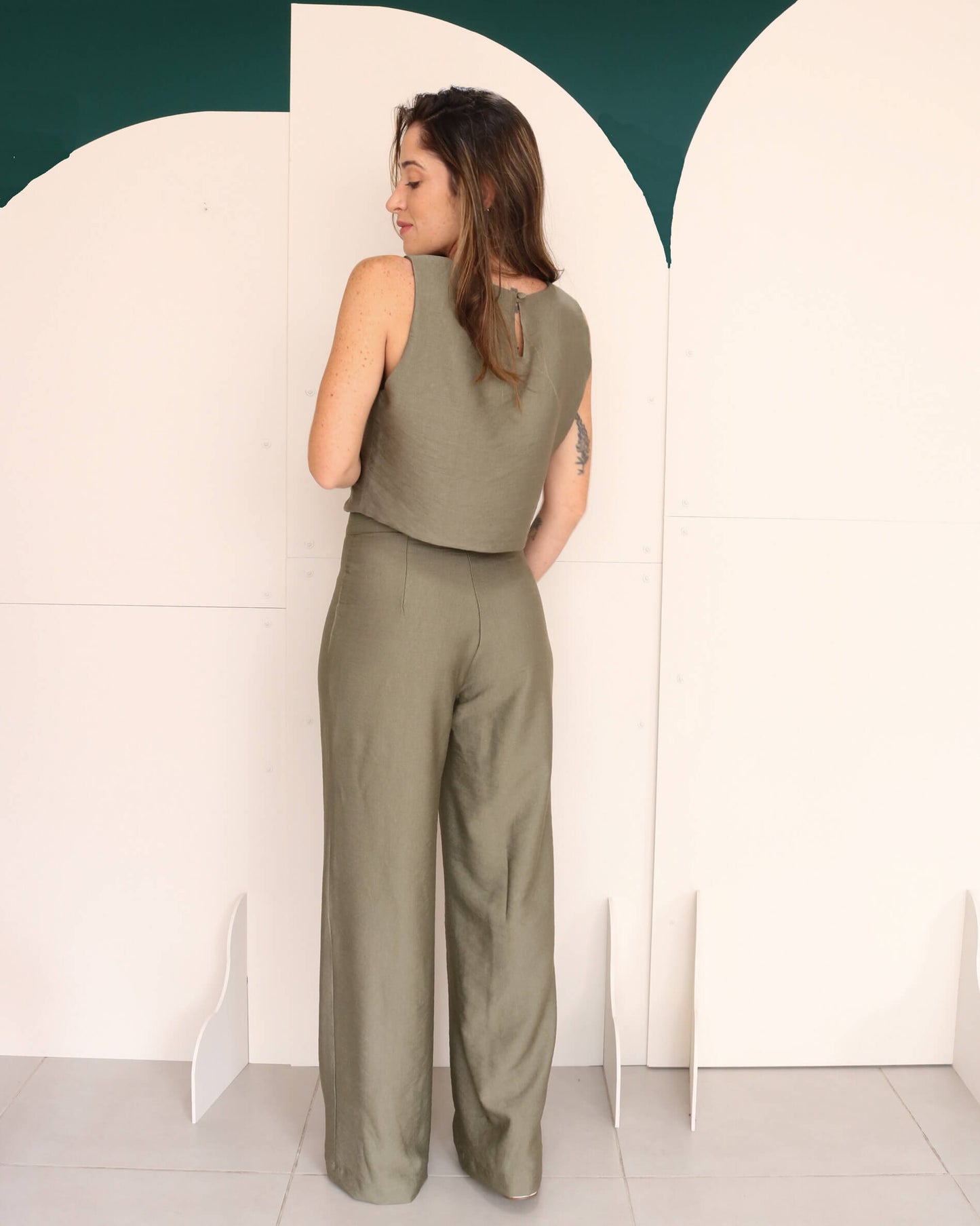 Calça Pantalona Ciça Verde Oliva