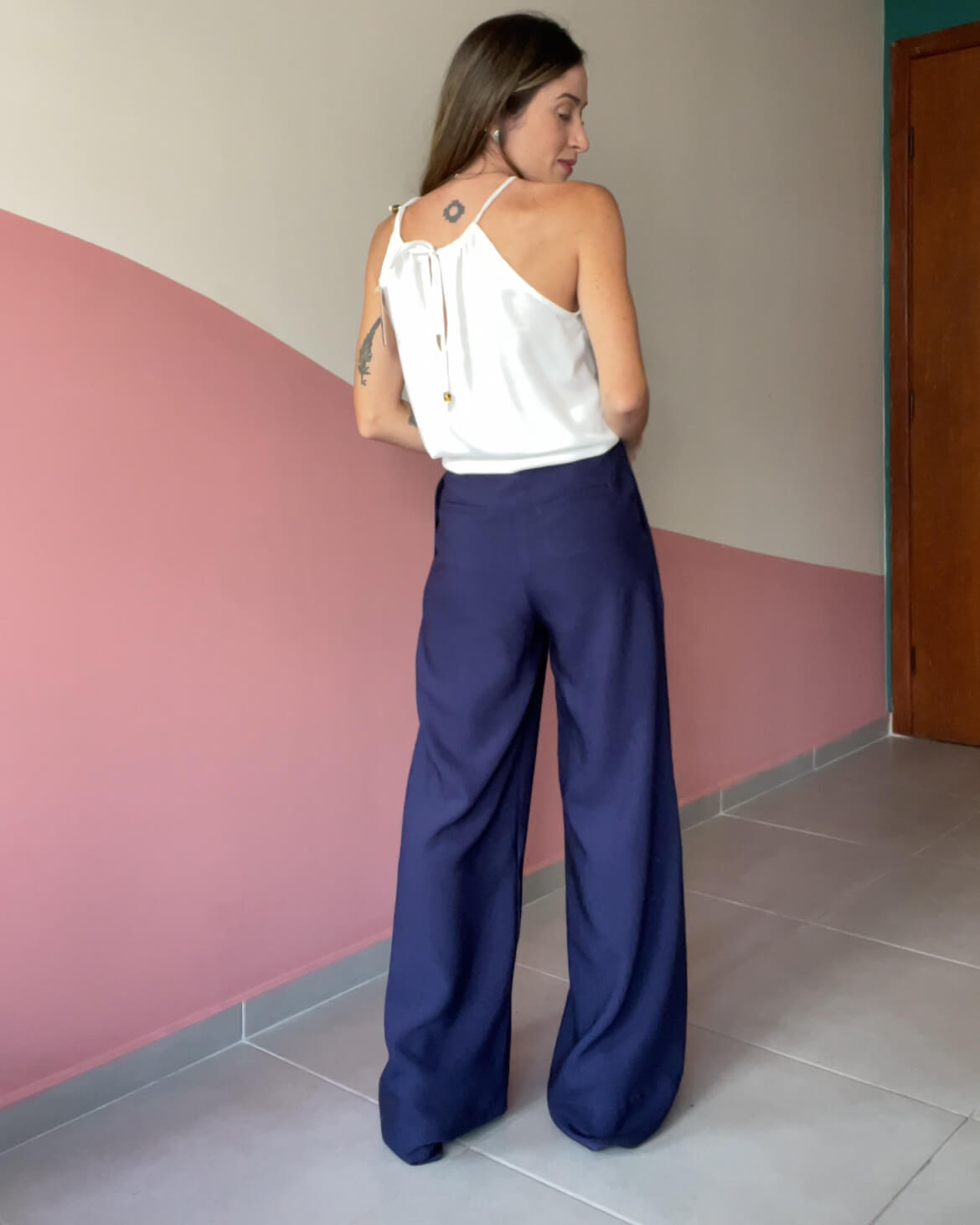 Calça Pantalona Vivienne Azul Marinho