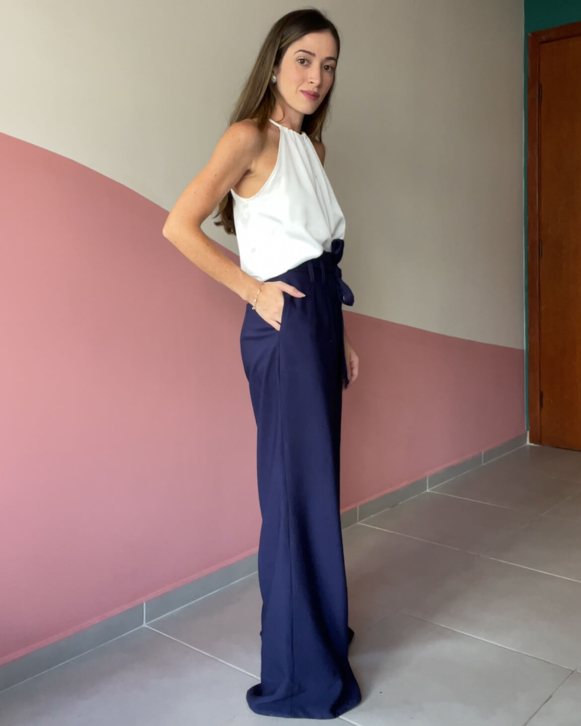 Calça Pantalona Vivienne Azul Marinho