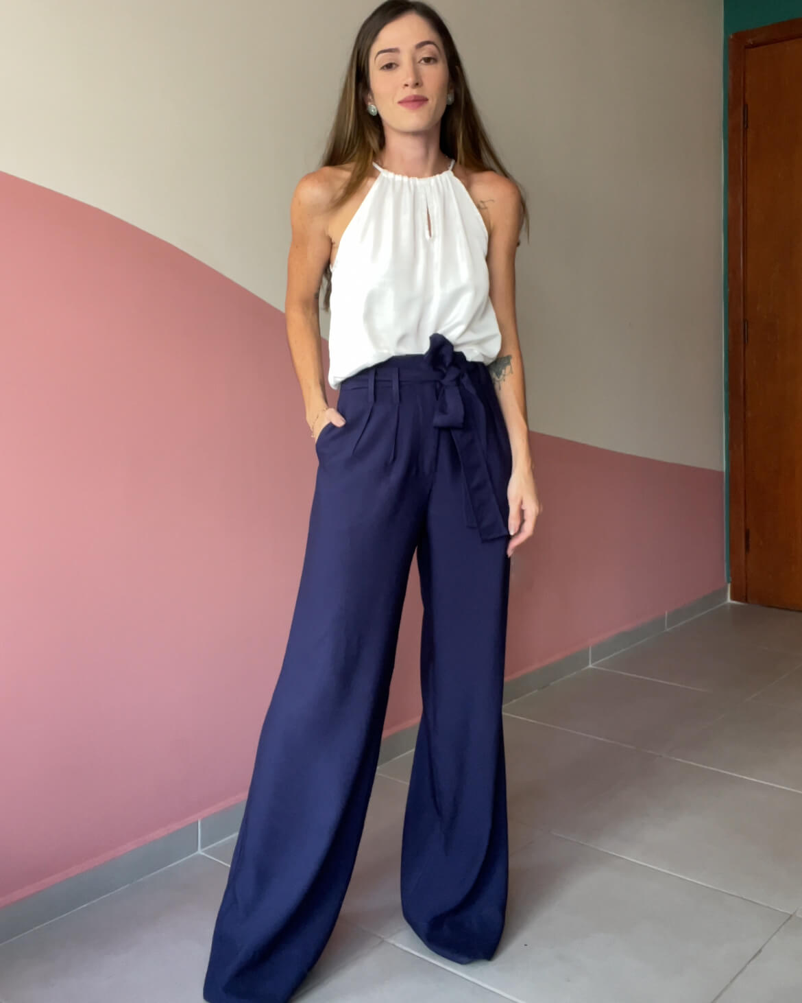 Calça Pantalona Vivienne Azul Marinho