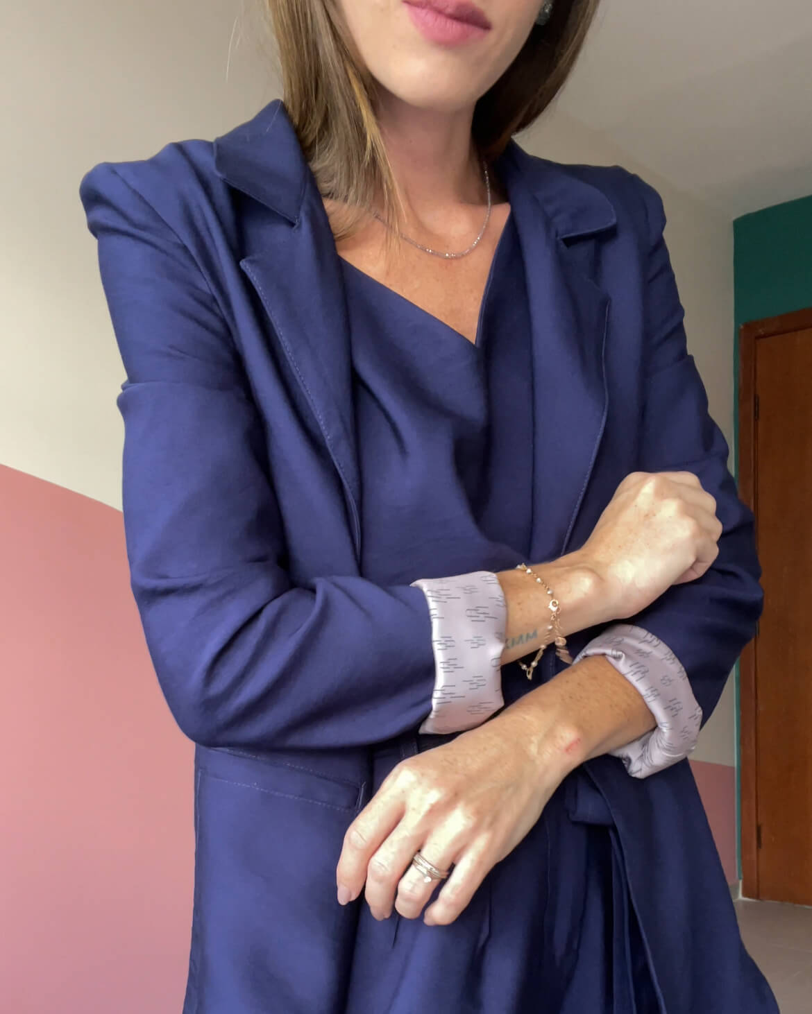 Blazer Alfaiataria Alongado Valerie Azul Marinho