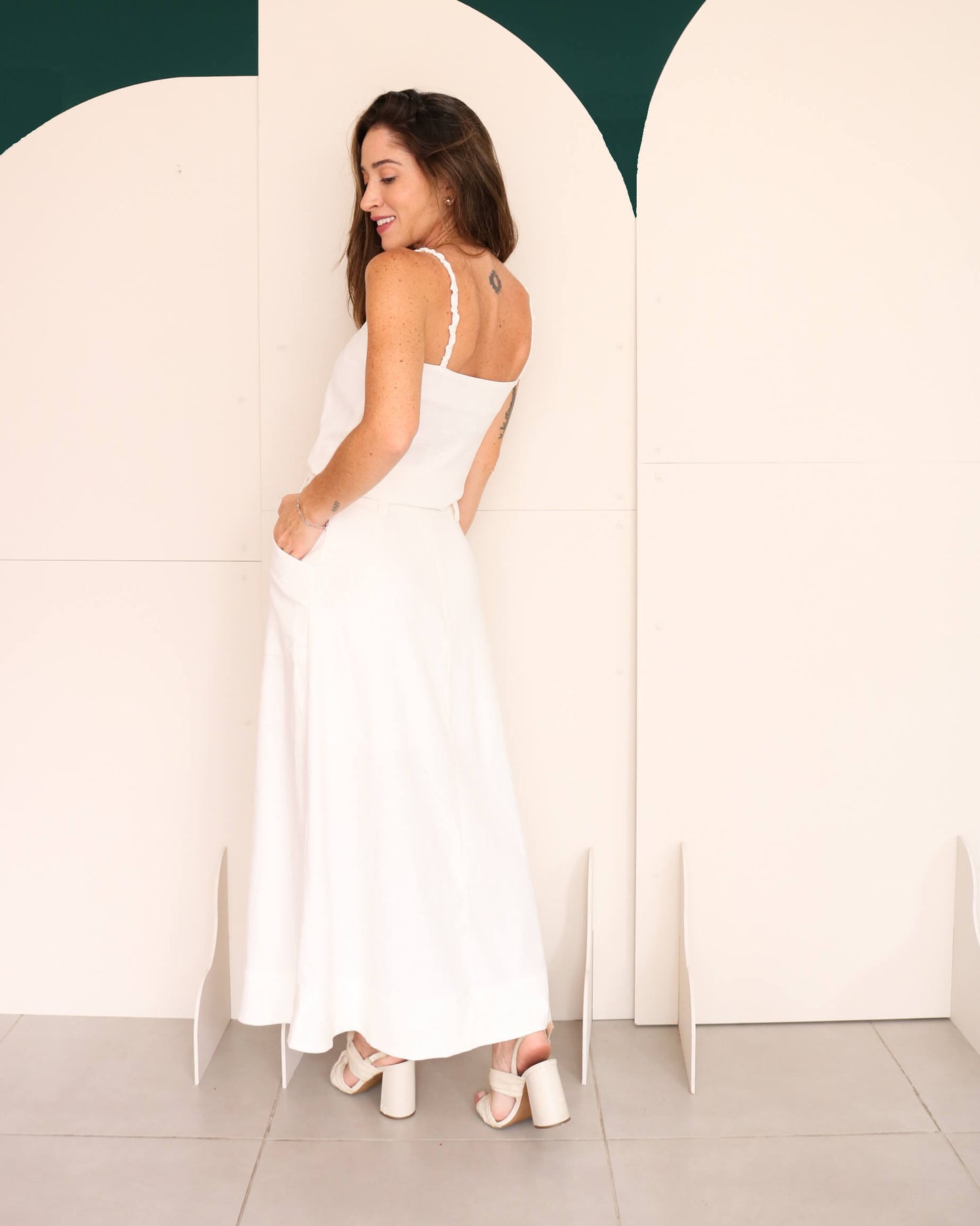 Saia midi Giovanna Off White