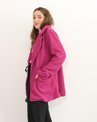 Casaco Pêlo Teddy Flufy Rosa Magenta