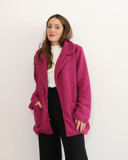 Casaco Pêlo Teddy Flufy Rosa Magenta