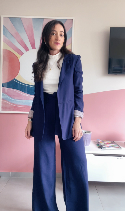 Calça Pantalona Vivienne Azul Marinho