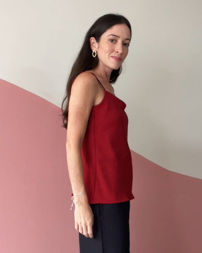Blusa de Alças Tranças Degagê Lia Vermelho Escuro