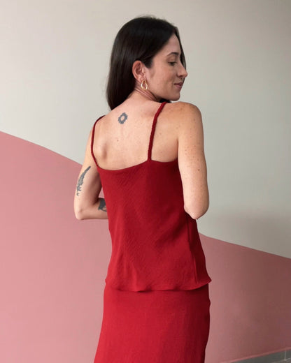 Blusa de Alças Tranças Degagê Lia Vermelho Escuro