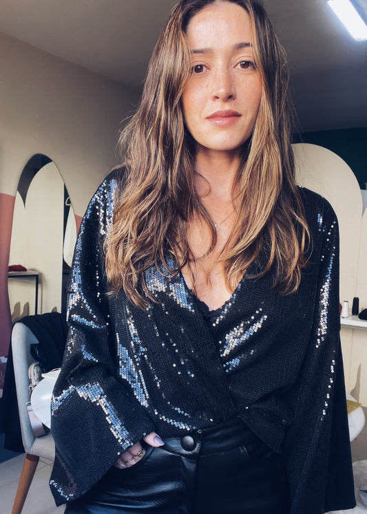 Quimono Paetês Preto