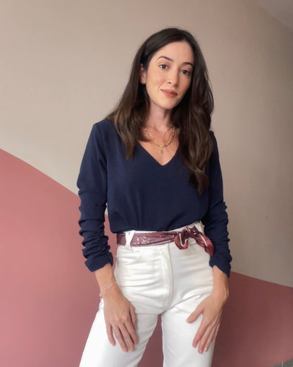 Blusa ML Arabesque Marinho
