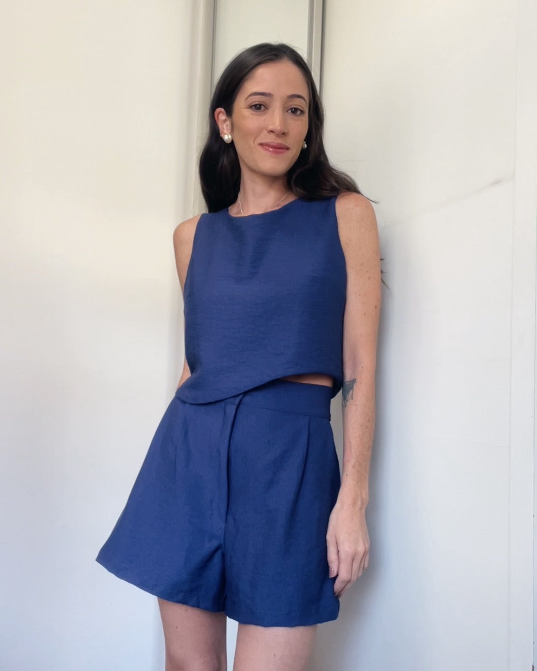 Short Alfaiataria Francesca Azul Safira