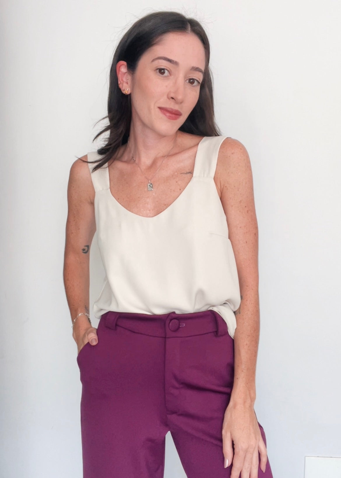 Blusa Alças Crepe Olívia Gelo