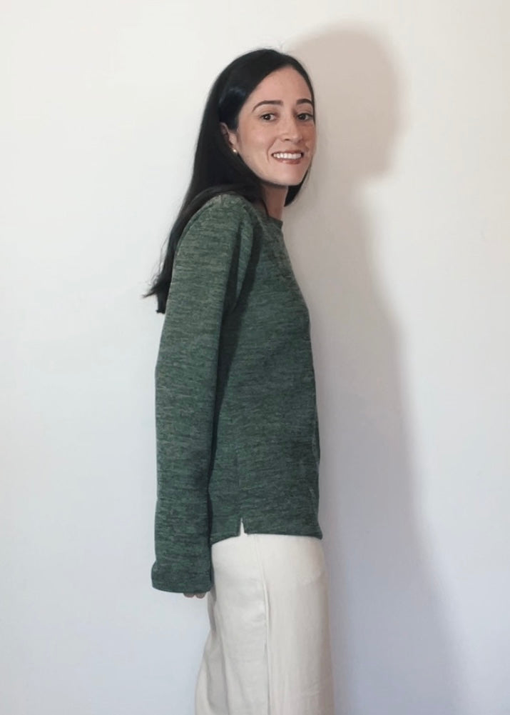 Blusa Mangas Longas Malha Mescla Militar