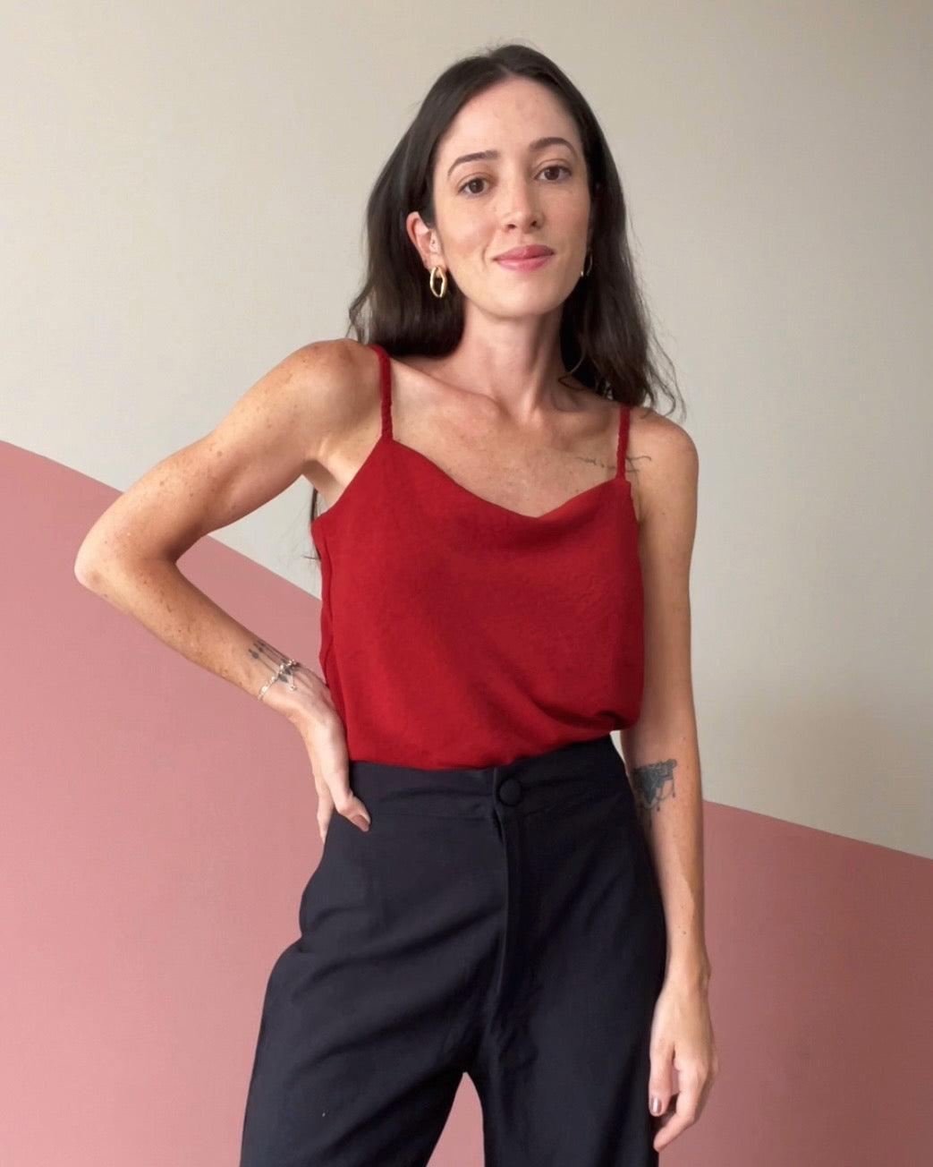 Blusa de Alças Tranças Degagê Lia Vermelho Escuro