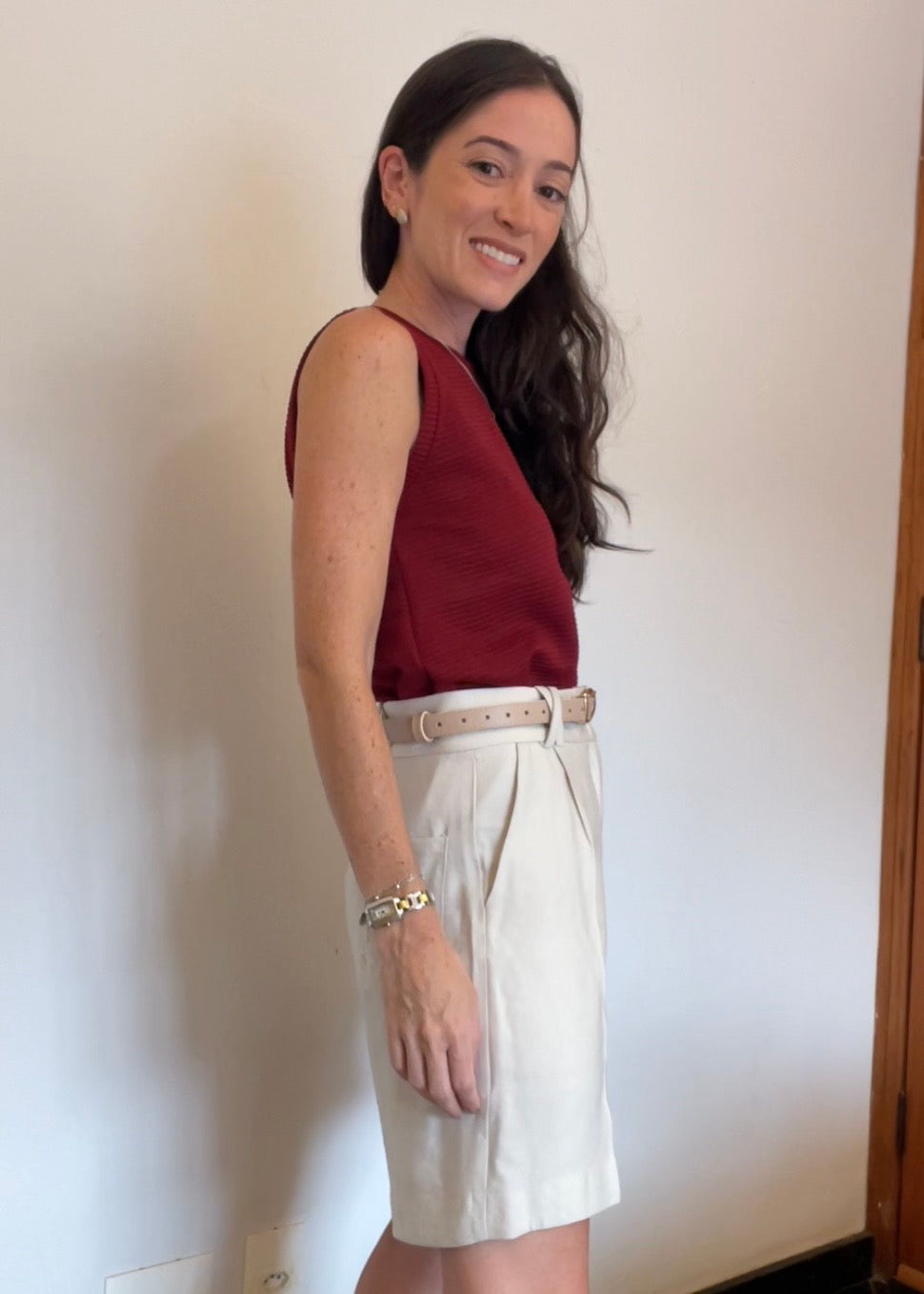 Blusa Regata Malha Canelada Elise Bordô