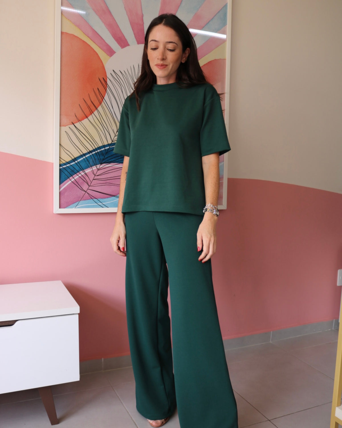 T-shirt Oversized Crepe Verde Esmeralda