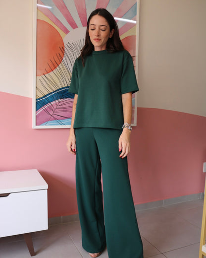T-shirt Oversized Crepe Verde Esmeralda