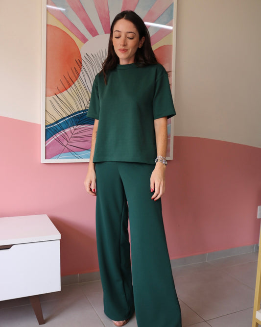 T-shirt Oversized Crepe Verde Esmeralda