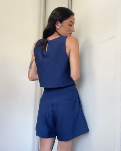 Short Alfaiataria Francesca Azul Safira