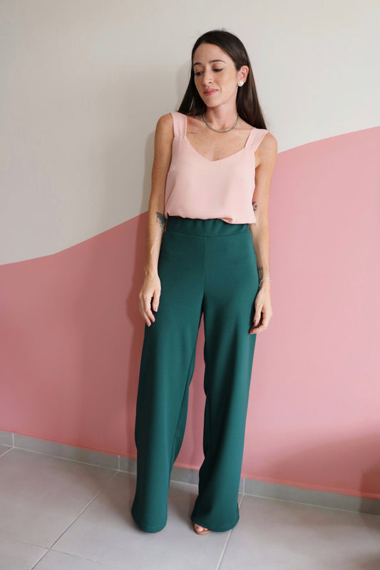 Calça reta crepe Clarisse Verde Esmeralda