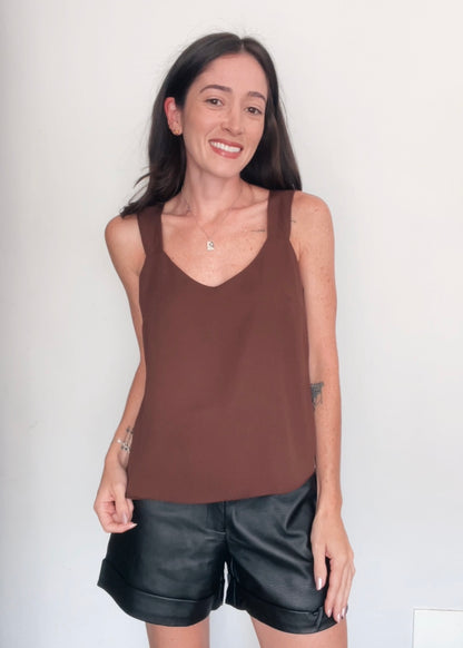 Blusa Alças Crepe Olívia Marrom