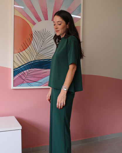 T-shirt Oversized Crepe Verde Esmeralda