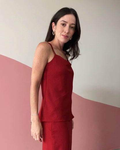 Blusa de Alças Tranças Degagê Lia Vermelho Escuro