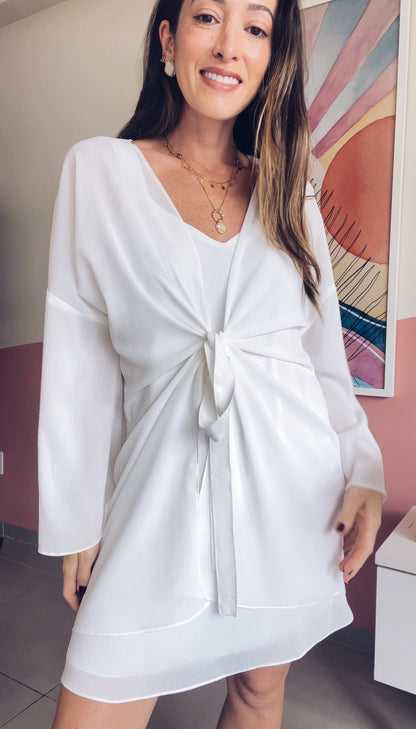 Quimono Texturizado com Amarração Jane Off White