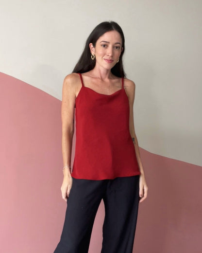 Blusa de Alças Tranças Degagê Lia Vermelho Escuro