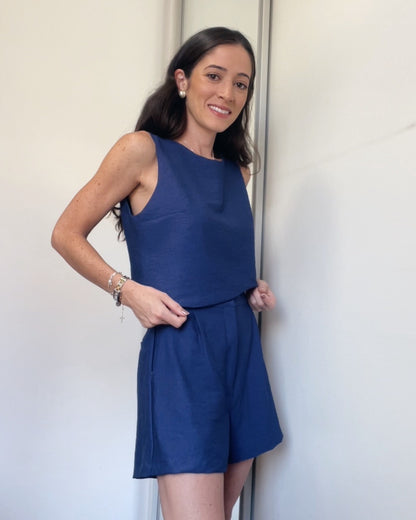 Blusa Assimétrica Marie Azul Safira