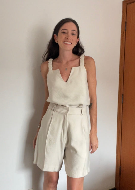 Bermuda Alfaiataria Lily Bege Andiroba