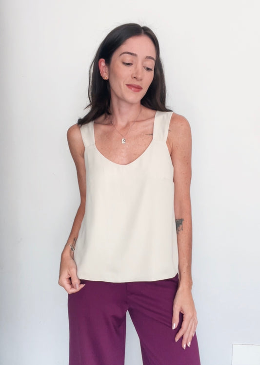 Blusa Alças Crepe Olívia Gelo
