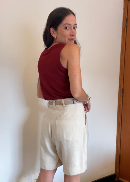 Blusa Regata Malha Canelada Elise Bordô